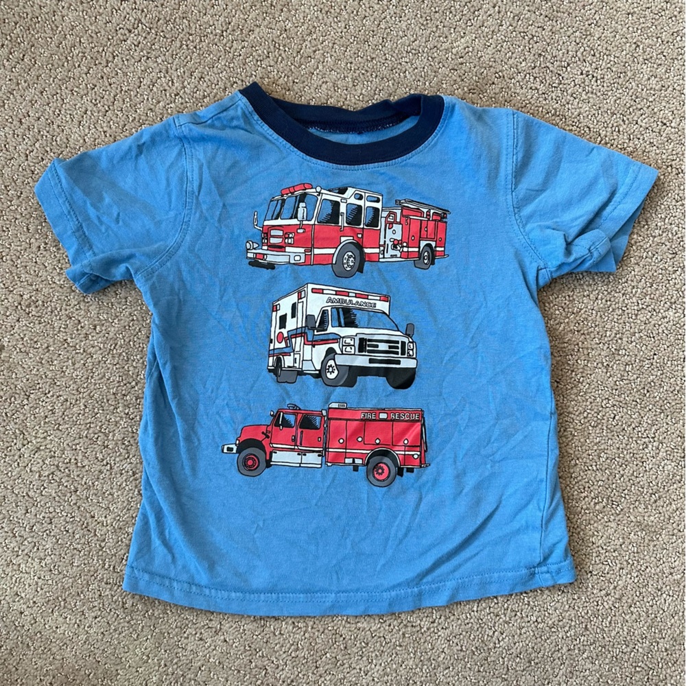 Carter’s , Blue, Boys 2T, Fire Engine, Ambulance, Short Sleeve T-Shirt